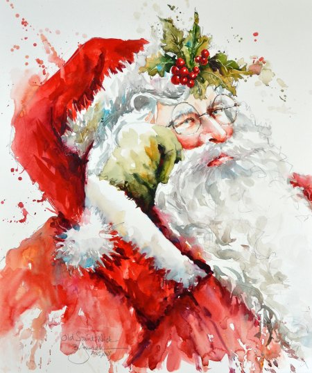 Новогодние иллюстрации акварелью