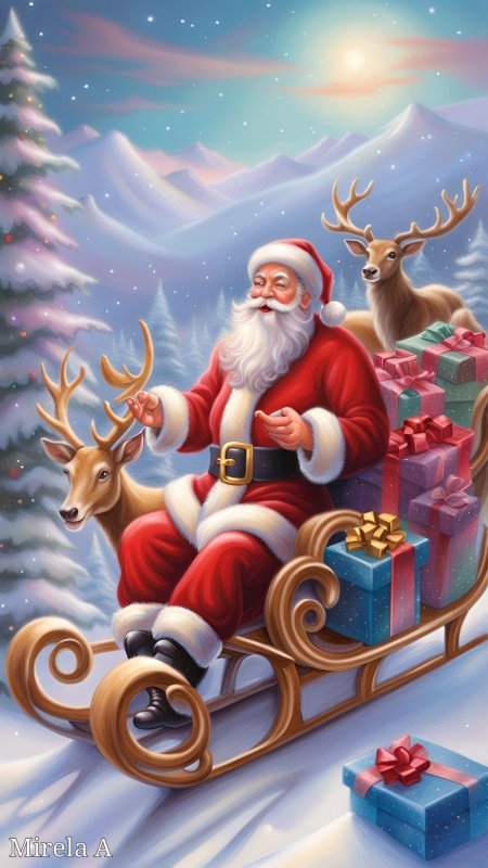 Дед мороз на санях