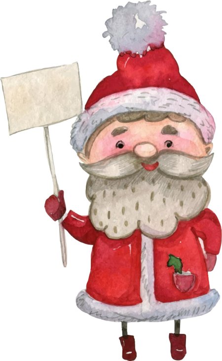 Дед мороз акварель