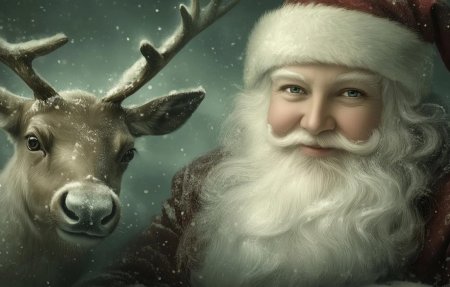 Олени и дед мороз