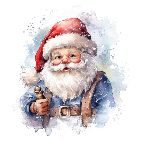 Дед мороз акварель