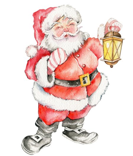 Акварельный дед мороз