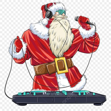 Дед мороз диджей на прозрачном фоне