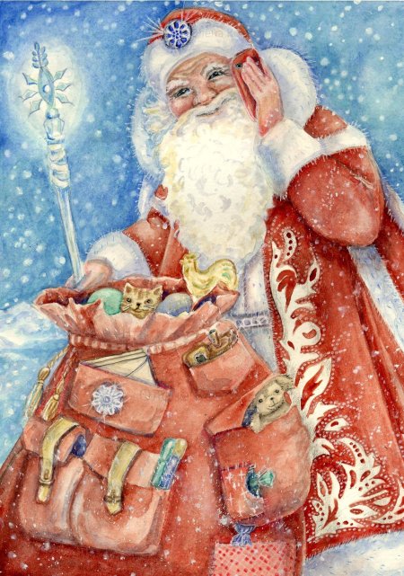 Новый год открытки современные дед мороз