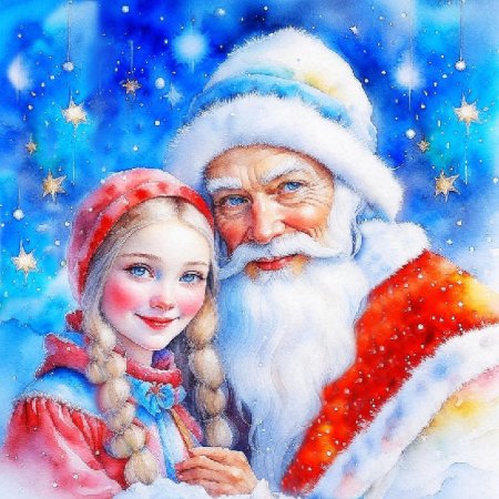 Дед мороз и снегурочка иллюстрация