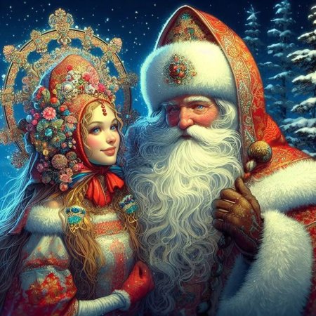 Рисунок деда мороза и снегурочки вместе