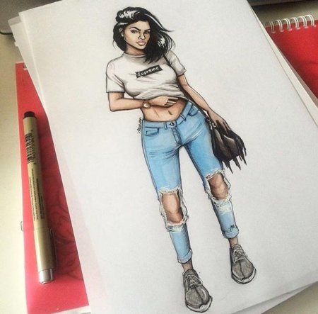 Рисунки девушек карандашом в стиле swag