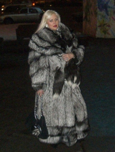 Fur coat silver fox fur coat