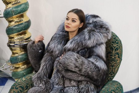 Fur coat silver fox fur coat