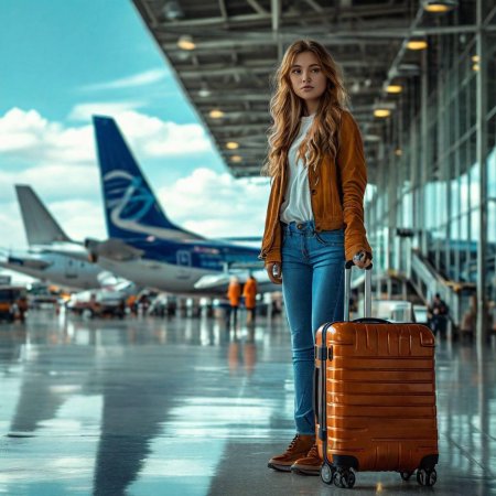 Девушка с чемоданами