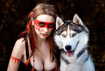 Девушка с хаски