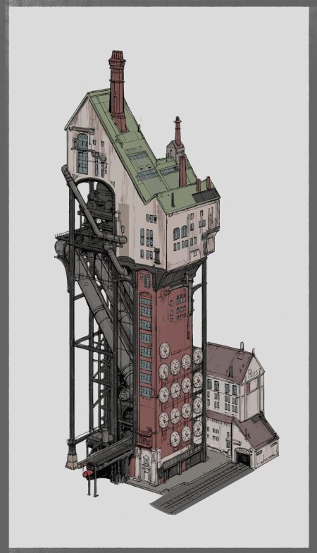 Дизельпанк архитектура арт