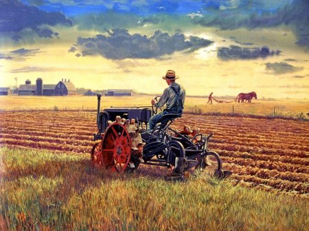 Пейзаж с трактором