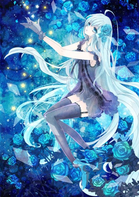 Аниме девочка с синими волосами