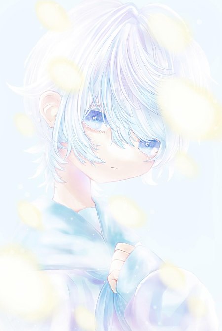 Голубые аниме девочки пастельные арты