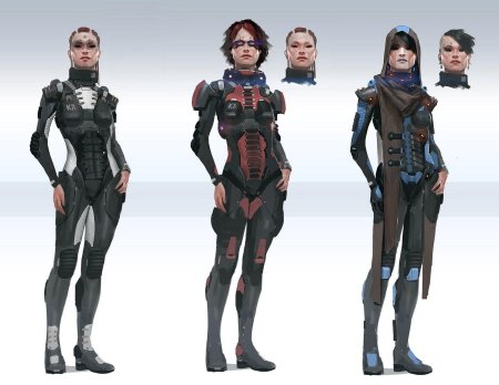 Cyberpunk костюм concept art женский