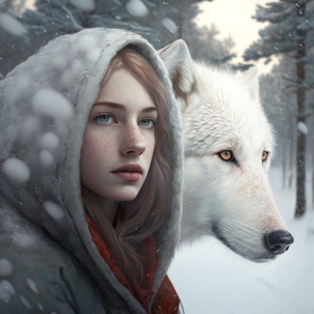 Красивая девушка с волком