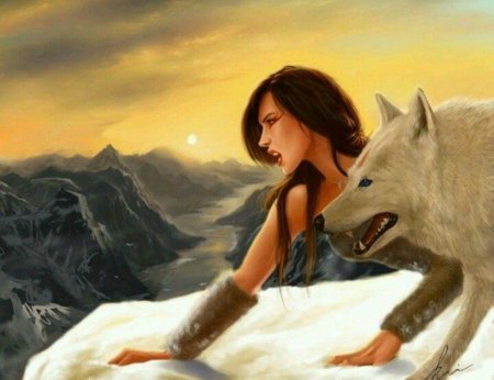 Волчица и девушка