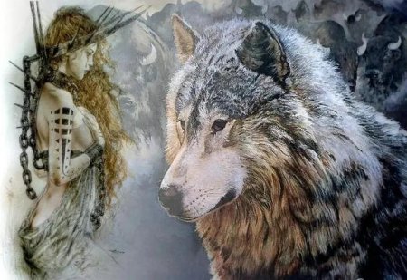 Девушка с волками