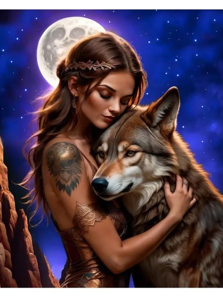 Девушка с волками