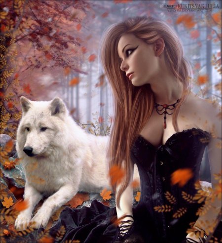 Девушка с волками