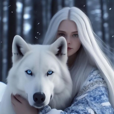 Белый волк с голубыми глазами