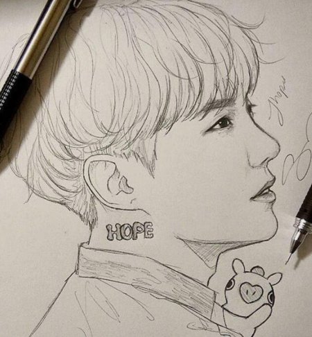 Бтс карандашом юнги