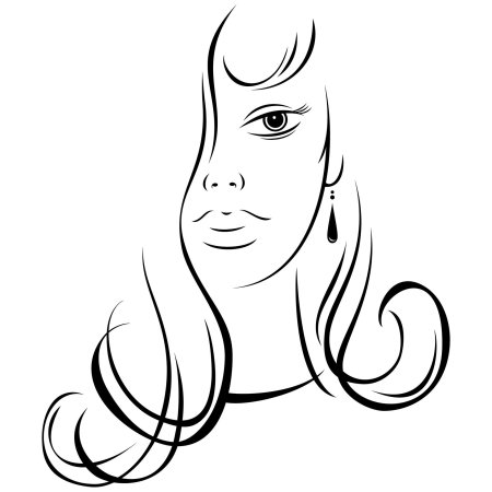 Лицо девушки рисунок контур