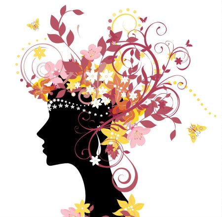 Силуэт девушки с цветами