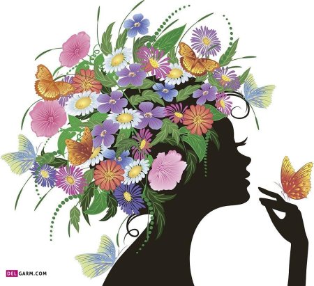 Силуэт девушки с бабочками