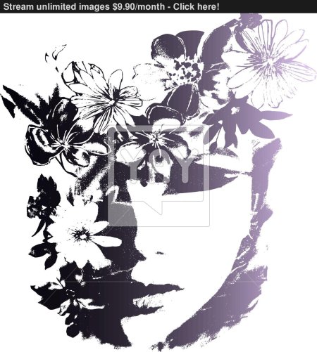 Девушка в цветах рисунок