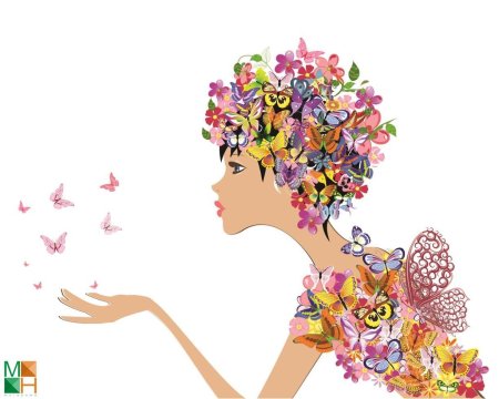 Силуэт девушки с цветами