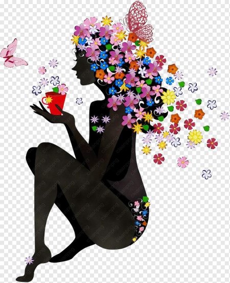 Силуэт девушки в цветах