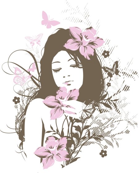 Силуэт девушки с цветами