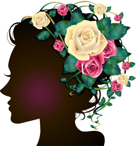 Силуэт девушки с цветами