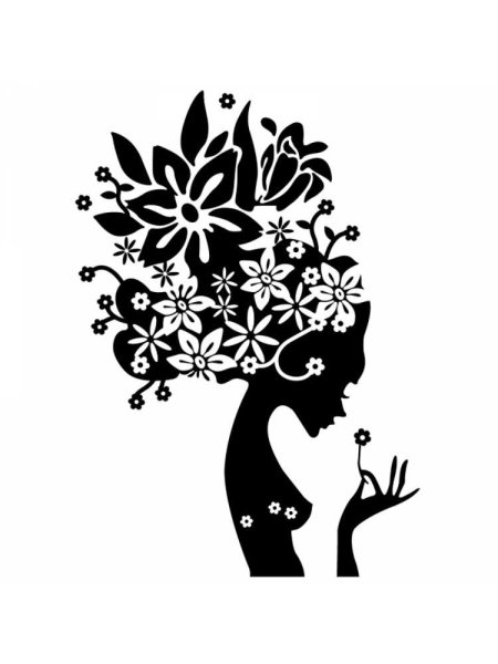 Силуэт девушки с цветами