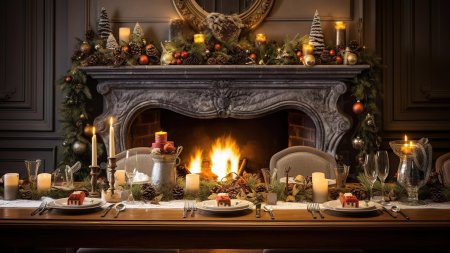 Рождество камин