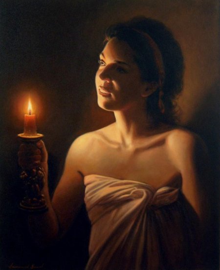 Девушки со свечами у окон