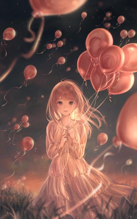 Девочка с шариками арт