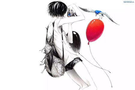 Девочка с шариками рисунок