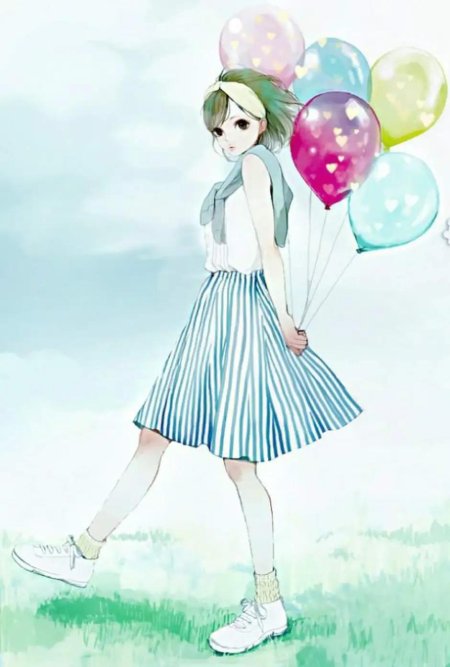 Мультяшная девочка с шариками