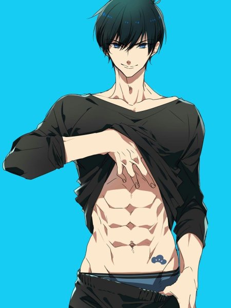 Аниме парень с прессом