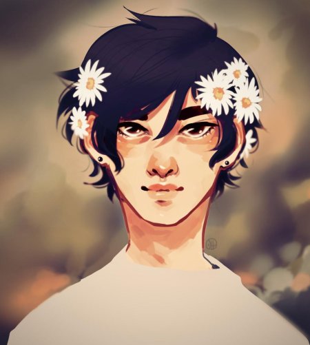 Парень с венком на голове