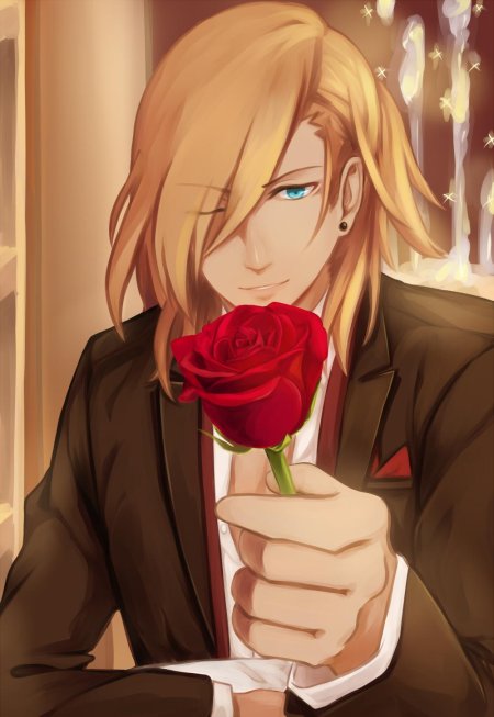 Аниме парень с розой