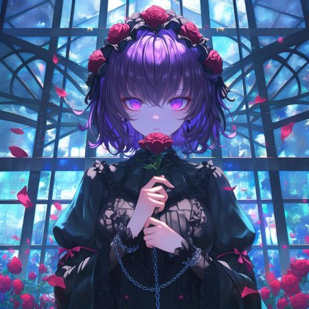 Аниме девушка фиолетовая