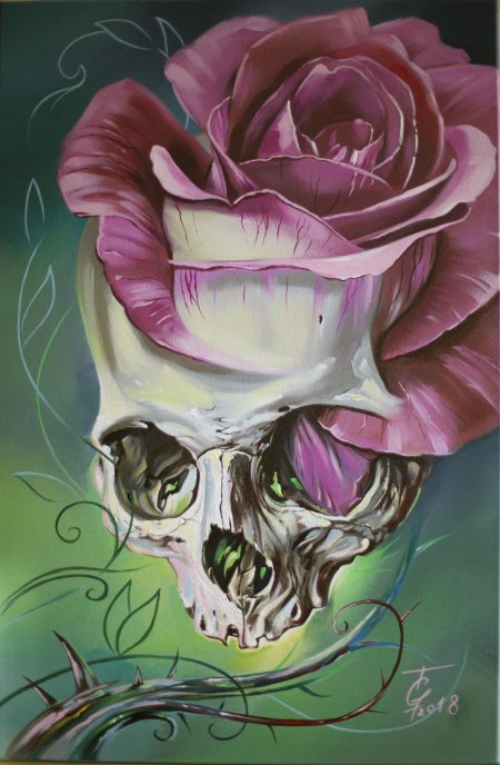 Череп с розами
