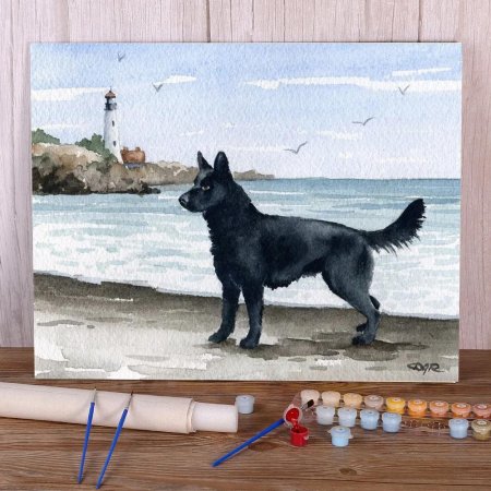 Чёрная немецкая овчарка арт