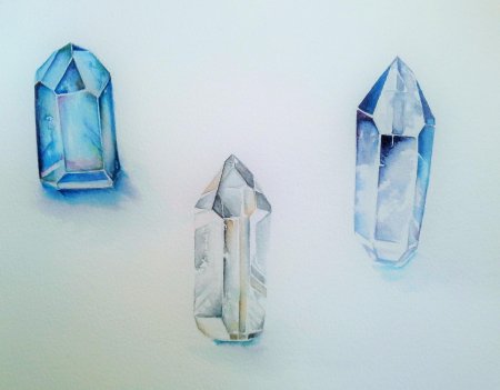 Кристаллы акварелью