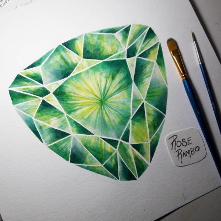 Драгоценные камни акварелью