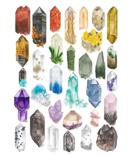 Кристаллы акварелью